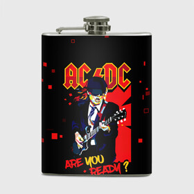 Фляга с принтом ARE YOU REDY? AC/DC в Курске, металлический корпус | емкость 0,22 л, размер 125 х 94 мм. Виниловая наклейка запечатывается полностью | ac dc | acdc | acdc ас дс | angus | back in black | highway to hell | mckinnon | you | австралийская | ангус янг | ас дс | асдс | блюз | в форме | гитара | группа | крис слэйд | метал | молния | музыка | певец | рок | рок н ролл | стиви янг