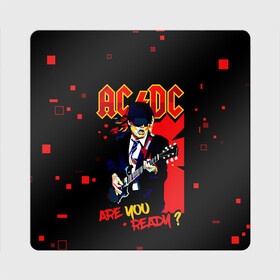 Магнит виниловый Квадрат с принтом ARE YOU REDY? AC/DC в Курске, полимерный материал с магнитным слоем | размер 9*9 см, закругленные углы | ac dc | acdc | acdc ас дс | angus | back in black | highway to hell | mckinnon | you | австралийская | ангус янг | ас дс | асдс | блюз | в форме | гитара | группа | крис слэйд | метал | молния | музыка | певец | рок | рок н ролл | стиви янг