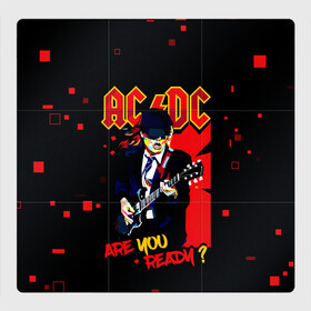 Магнитный плакат 3Х3 с принтом ARE YOU REDY? AC/DC в Курске, Полимерный материал с магнитным слоем | 9 деталей размером 9*9 см | ac dc | acdc | acdc ас дс | angus | back in black | highway to hell | mckinnon | you | австралийская | ангус янг | ас дс | асдс | блюз | в форме | гитара | группа | крис слэйд | метал | молния | музыка | певец | рок | рок н ролл | стиви янг