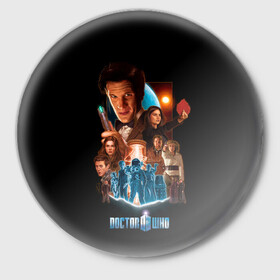 Значок с принтом Doctor who team в Курске,  металл | круглая форма, металлическая застежка в виде булавки | doctor who | serial | доктор кто | путешествия во времени | сериал | сериалы | фантастика