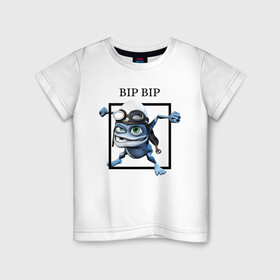 Детская футболка хлопок с принтом Crazy frog в Курске, 100% хлопок | круглый вырез горловины, полуприлегающий силуэт, длина до линии бедер | Тематика изображения на принте: bip | crazy | crazy frog | frog | бип | крэйзи | крэйзи фрог | лягушка | сумасшедшая лягушка
