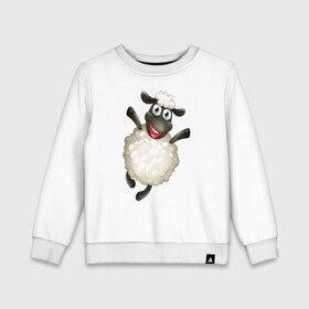 Детский свитшот хлопок с принтом Милая овечка в Курске, 100% хлопок | круглый вырез горловины, эластичные манжеты, пояс и воротник | Тематика изображения на принте: барашек | животные | милая овца | овечка | овца