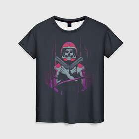 Женская футболка 3D с принтом Космический убийца в Курске, 100% полиэфир ( синтетическое хлопкоподобное полотно) | прямой крой, круглый вырез горловины, длина до линии бедер | арт | галактика | иллюстрация | космос | пистолет | череп