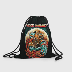 Рюкзак-мешок 3D с принтом Amon Amarth в Курске, 100% полиэстер | плотность ткани — 200 г/м2, размер — 35 х 45 см; лямки — толстые шнурки, застежка на шнуровке, без карманов и подкладки | amon amarth | metal | викинг метал | группы | дэт метал | метал | музыка | рок