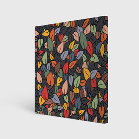 Холст квадратный с принтом Рисованная Осень в Курске, 100% ПВХ |  | дерево | лес | листок | листопад | листья | осень