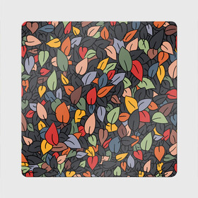 Магнит виниловый Квадрат с принтом Рисованная Осень в Курске, полимерный материал с магнитным слоем | размер 9*9 см, закругленные углы | дерево | лес | листок | листопад | листья | осень