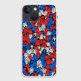 Чехол для iPhone 13 mini с принтом Бело сине красные матрёшки в Курске,  |  | matryoshka | матрешка | паттерн | россия | русский | славянский | триколор | узор | флаг