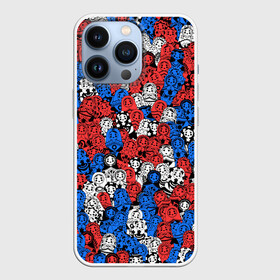 Чехол для iPhone 13 Pro с принтом Бело сине красные матрёшки в Курске,  |  | matryoshka | матрешка | паттерн | россия | русский | славянский | триколор | узор | флаг