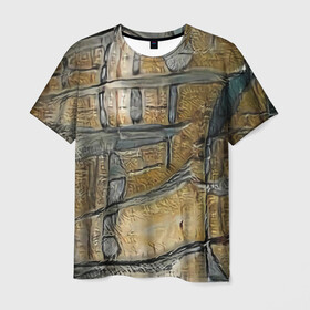 Мужская футболка 3D с принтом Современное искусство в Курске, 100% полиэфир | прямой крой, круглый вырез горловины, длина до линии бедер | Тематика изображения на принте: абстрактный | абстракция | бежевый | картина | рисунок | светлый | серый | тренд
