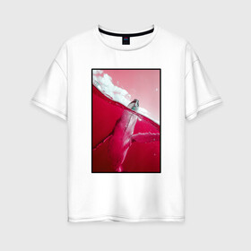 Женская футболка хлопок Oversize с принтом Кит в Курске, 100% хлопок | свободный крой, круглый ворот, спущенный рукав, длина до линии бедер
 | кит | морские животные | неоновый мир | под водой | прикольные животные | розовая природа | розовый мир