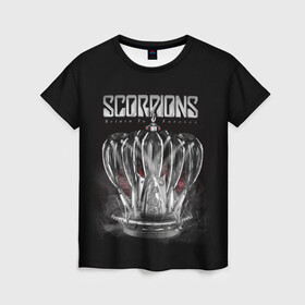 Женская футболка 3D с принтом SCORPIONS в Курске, 100% полиэфир ( синтетическое хлопкоподобное полотно) | прямой крой, круглый вырез горловины, длина до линии бедер | chainge | forever | germany | grunge | king | metal | music | punk | return | rock | scorpions | wind | ветер | германия | гранж | корона | метал | панк | перемен | рок | скорпионс | хард рок