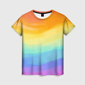 Женская футболка 3D с принтом РАДУЖНЫЕ ВОЛНЫ | RAINBOW WAVES (Z) в Курске, 100% полиэфир ( синтетическое хлопкоподобное полотно) | прямой крой, круглый вырез горловины, длина до линии бедер | color | paint | rainbow | rainbow waves | waves | волны | краска | радуга | радужная | радужные волны | цветная | яркая