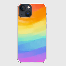 Чехол для iPhone 13 mini с принтом РАДУЖНЫЕ ВОЛНЫ | RAINBOW WAVES (Z) в Курске,  |  | Тематика изображения на принте: color | paint | rainbow | rainbow waves | waves | волны | краска | радуга | радужная | радужные волны | цветная | яркая