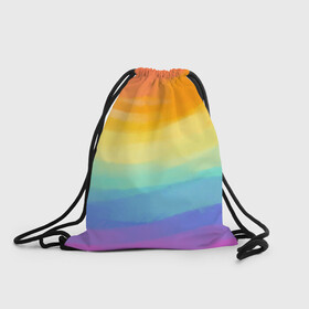 Рюкзак-мешок 3D с принтом РАДУЖНЫЕ ВОЛНЫ | RAINBOW WAVES (Z) в Курске, 100% полиэстер | плотность ткани — 200 г/м2, размер — 35 х 45 см; лямки — толстые шнурки, застежка на шнуровке, без карманов и подкладки | color | paint | rainbow | rainbow waves | waves | волны | краска | радуга | радужная | радужные волны | цветная | яркая