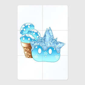 Магнитный плакат 2Х3 с принтом Мороженко-слайм в Курске, Полимерный материал с магнитным слоем | 6 деталей размером 9*9 см | арт | вафельный стаканчик | крио | лёд | мороженное | рисунок | слайм | слаймы