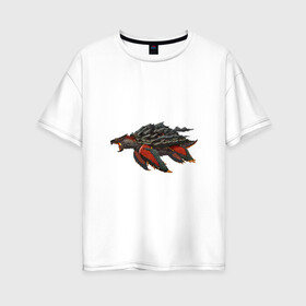 Женская футболка хлопок Oversize с принтом Вулканическая черепаха в Курске, 100% хлопок | свободный крой, круглый ворот, спущенный рукав, длина до линии бедер
 | арт | вулкан | динозавр | доисторические | дым | лава | рисунок | фантастика | фантастическое животное | черепаха