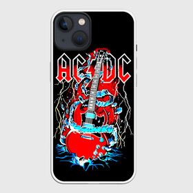 Чехол для iPhone 13 с принтом AC DC гитара в Курске,  |  | ac dc | acdc | acdc ас дс | angus | back in black | highway to hell | mckinnon | you | австралийская | ангус янг | ас дс | асдс | блюз | в форме | гитара | группа | крис слэйд | метал | молния | музыка | певец | рок | рок н ролл | стиви янг