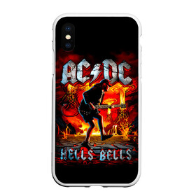 Чехол для iPhone XS Max матовый с принтом AC/DC HELLS BELLS в Курске, Силикон | Область печати: задняя сторона чехла, без боковых панелей | ac dc | acdc | acdc ас дс | angus | back in black | highway to hell | mckinnon | you | австралийская | ангус янг | ас дс | асдс | блюз | в форме | гитара | группа | крис слэйд | метал | молния | музыка | певец | рок | рок н ролл | стиви янг