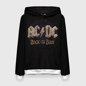 Женская толстовка 3D с принтом AC/DC Rock or Bust в Курске, 100% полиэстер  | двухслойный капюшон со шнурком для регулировки, мягкие манжеты на рукавах и по низу толстовки, спереди карман-кенгуру с мягким внутренним слоем. | ac dc | acdc | acdc ас дс | angus young | back in black | highway to hell | mckinno | австралийская | ангус янг | ас дс | асдс | блюз | в форме | гитара | группа | крис слэйд | метал | молния | музыка | певец | рок | рок н ролл | стиви янг