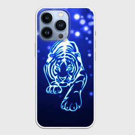Чехол для iPhone 13 Pro с принтом Неоновый тигр в Курске,  |  | cat | neon | new year | tiger | блеск | восточный гороскоп | год тигра | гороскоп | день рождения | дикие животные | дикий тигр | зверь | злой кот | кот | кошак | кошка | неоновый | новый год | подарок | сила