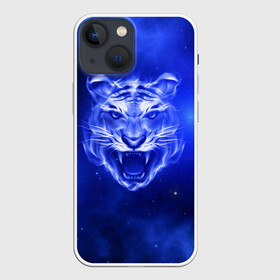 Чехол для iPhone 13 mini с принтом Космический тигр в Курске,  |  | cat | neon | new year | tiger | восточный гороскоп | год тигра | голова | день рождения | дикие животные | зверь | злой кот | злой тигр | кот | кошак | кошка | неоновый | новый год | огненный | оскал | подарок