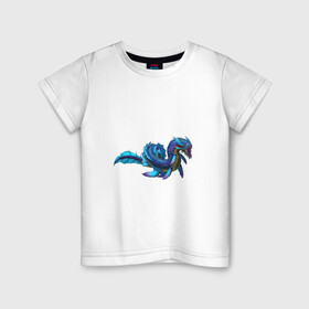 Детская футболка хлопок с принтом Глубинный левиафан в Курске, 100% хлопок | круглый вырез горловины, полуприлегающий силуэт, длина до линии бедер | арт | глубина | дракон | левиафан | море | океан | рисунок | фантастический зверь | фантастическое животное