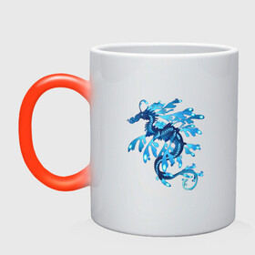 Кружка хамелеон с принтом Морской дракон в Курске, керамика | меняет цвет при нагревании, емкость 330 мл | арт | дракон | конёк | конь | море | морской конёк | рисунок | фантастический зверь | фантастическое животное