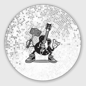 Коврик для мышки круглый с принтом Гитара сэлфи в Курске, резина и полиэстер | круглая форма, изображение наносится на всю лицевую часть | peace | selfi | гитара | мир | рок | рокер | сэлфи | фотка | электрогитара