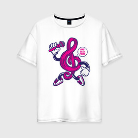 Женская футболка хлопок Oversize с принтом Музыкальный ключ караоке в Курске, 100% хлопок | свободный крой, круглый ворот, спущенный рукав, длина до линии бедер
 | вечеринка | караоке | музыка | музыкальный ключ | песни | танец | танцы