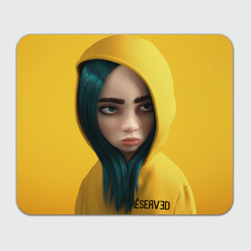 Коврик для мышки прямоугольный с принтом Billie Eilish: 3D в Курске, натуральный каучук | размер 230 х 185 мм; запечатка лицевой стороны | 3d | billie eilish | бирюзовый | желтый | лицо | музыка