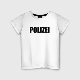 Детская футболка хлопок с принтом POLIZEI Полиция Надпись Черная в Курске, 100% хлопок | круглый вырез горловины, полуприлегающий силуэт, длина до линии бедер | Тематика изображения на принте: germany | германия | милиция | надпись | немецкая | сила | структуры | чб | швейцария
