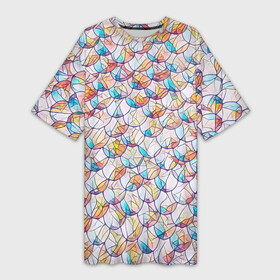 Платье-футболка 3D с принтом Разноцветная чешуя в Курске,  |  | абстракция | кружки | линии | радуга | узор | фигуры | цвет | чешуя