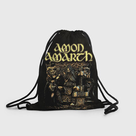 Рюкзак-мешок 3D с принтом Amon Amarth в Курске, 100% полиэстер | плотность ткани — 200 г/м2, размер — 35 х 45 см; лямки — толстые шнурки, застежка на шнуровке, без карманов и подкладки | amon amarth | metal | викинг метал | группы | дэт метал | метал | музыка | рок