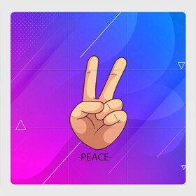 Магнитный плакат 3Х3 с принтом ВСЕМ МИР | PEACE (Z) в Курске, Полимерный материал с магнитным слоем | 9 деталей размером 9*9 см | Тематика изображения на принте: anarchy | hippies | peace | анархизм | анархия | два пальца | знак | знаки | любовь | мир | мир всем | хиппи