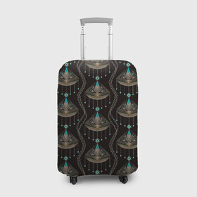 Чехол для чемодана 3D с принтом Трехцветный арт деко  в Курске, 86% полиэфир, 14% спандекс | двустороннее нанесение принта, прорези для ручек и колес | абстрактный | арт | арт деко | геометрические фигуры | креативный | модный | молодежный | современный | украшение | черный фон