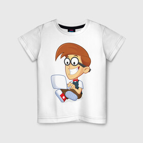 Детская футболка хлопок с принтом Довольный программист в Курске, 100% хлопок | круглый вырез горловины, полуприлегающий силуэт, длина до линии бедер | java c | день программиста | компьютер | компьюторщик | программист | языки программирования