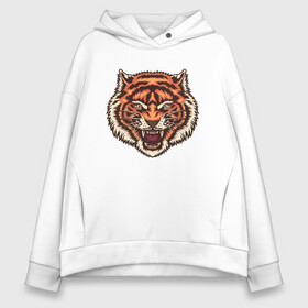 Женское худи Oversize хлопок с принтом Tiger Meow в Курске, френч-терри — 70% хлопок, 30% полиэстер. Мягкий теплый начес внутри —100% хлопок | боковые карманы, эластичные манжеты и нижняя кромка, капюшон на магнитной кнопке | 2022 | animal | cat | lion | tiger | год тигра | животные | зубы | кот | кошка | лев | охотник | полосатый | природа | тигр | тигренок | тигрица | хищник