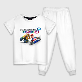 Детская пижама хлопок с принтом Mariokart 8 Deluxe гонка в Курске, 100% хлопок |  брюки и футболка прямого кроя, без карманов, на брюках мягкая резинка на поясе и по низу штанин
 | competition | fangs | guy | hero | hype | jaw | kart | man | monster | nintendo | racing | speed | super mario | video game | видеоигра | гонка | карт | клыки | монстр | мужчина | пасть | скорость | соревнование | супер марио | хайп | чувак