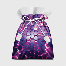 Подарочный 3D мешок с принтом АБСТРАКЦИЯ | СОТЫ в Курске, 100% полиэстер | Размер: 29*39 см | 3d плиты | abstraction | glow | honeycomb | neon steel | rift | абстракция | неоновые плиты | разлом | свечение | соты