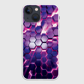 Чехол для iPhone 13 mini с принтом АБСТРАКЦИЯ | СОТЫ в Курске,  |  | 3d плиты | abstraction | glow | honeycomb | neon steel | rift | абстракция | неоновые плиты | разлом | свечение | соты