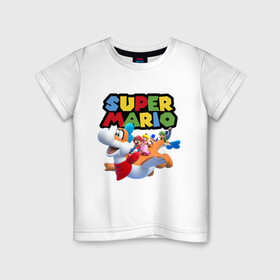 Детская футболка хлопок с принтом Super Mario убойная компания в Курске, 100% хлопок | круглый вырез горловины, полуприлегающий силуэт, длина до линии бедер | company | dinosaur | flight | luigi | mushroom | nintendo | party | super mario | video game | вечеринка | видеоигра | гриб | динозавр | йоши | компания | луиджи | нинтендо | полёт | супер марио