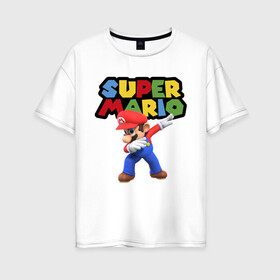 Женская футболка хлопок Oversize с принтом Super Mario Dab в Курске, 100% хлопок | свободный крой, круглый ворот, спущенный рукав, длина до линии бедер
 | dab | game | hype | nintendo | super mario | герой | игра | марио | нинтендо | хайп