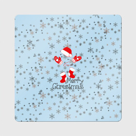 Магнит виниловый Квадрат с принтом Рождественская метель  в Курске, полимерный материал с магнитным слоем | размер 9*9 см, закругленные углы | let it snow | merry christmas | зима | идёт снег | медведь | метель | нг | новый год | рождество | с рождеством | снег | снегопад | снежинки