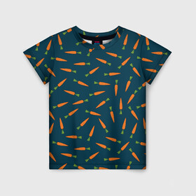 Детская футболка 3D с принтом Морковки паттерн в Курске, 100% гипоаллергенный полиэфир | прямой крой, круглый вырез горловины, длина до линии бедер, чуть спущенное плечо, ткань немного тянется | carrot | веган | вегетарианец | еда | зож | морковка | морковки | паттерн | правильное питание | темный принт