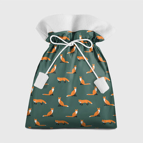 Подарочный 3D мешок с принтом Лисы паттерн в Курске, 100% полиэстер | Размер: 29*39 см | животные | звери | зеленый цвет | лесные животные | лиса | лисы | оранжевый | паттерн | рыжий