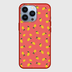 Чехол для iPhone 13 Pro с принтом Лимоны на кораловом в Курске,  |  | еда | кораловый цвет | лимонный | лимоны | минималистичный | оранжевый | паттерн | упорядоченный паттерн | цитрусовые
