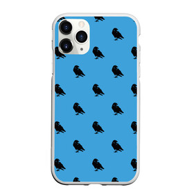 Чехол для iPhone 11 Pro матовый с принтом Вороны паттерн в Курске, Силикон |  | вороны | городская птица | паттерн | птицы | силуэт | синий цвет | черный ворон