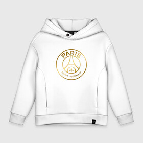 Детское худи Oversize хлопок с принтом PSG GOLD LOGO | ПСЖ ЗОЛОТО в Курске, френч-терри — 70% хлопок, 30% полиэстер. Мягкий теплый начес внутри —100% хлопок | боковые карманы, эластичные манжеты и нижняя кромка, капюшон на магнитной кнопке | gold | paris saint germain | psg | saint | sport | золото | париж | псг | спорт | футбол