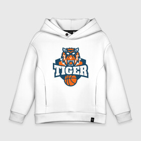 Детское худи Oversize хлопок с принтом Tiger Basketball в Курске, френч-терри — 70% хлопок, 30% полиэстер. Мягкий теплый начес внутри —100% хлопок | боковые карманы, эластичные манжеты и нижняя кромка, капюшон на магнитной кнопке | Тематика изображения на принте: 2022 | animal | basketball | cat | lion | nba | tiger | баскетбол | год тигра | животные | зверь | зубы | кот | кошка | лев | нба | охотник | полосатый | природа | спорт | тигр | тигренок | тигрица | хищник