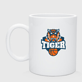 Кружка керамическая с принтом Tiger Basketball в Курске, керамика | объем — 330 мл, диаметр — 80 мм. Принт наносится на бока кружки, можно сделать два разных изображения | Тематика изображения на принте: 2022 | animal | basketball | cat | lion | nba | tiger | баскетбол | год тигра | животные | зверь | зубы | кот | кошка | лев | нба | охотник | полосатый | природа | спорт | тигр | тигренок | тигрица | хищник